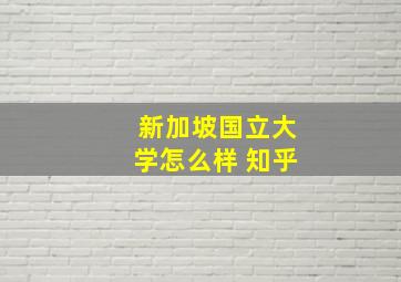 新加坡国立大学怎么样 知乎